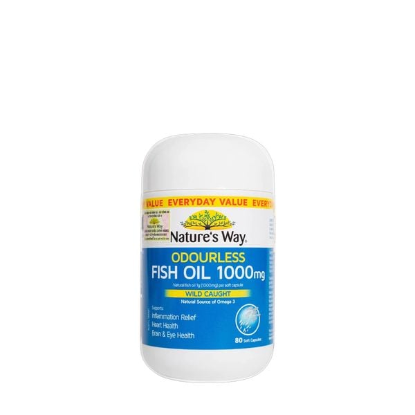 Nature's Way Dầu Cá Odourless OMEGA 3 1000mg 80 Viên - Hỗ Trợ Mắt, Tốt Cho Tim Mạch