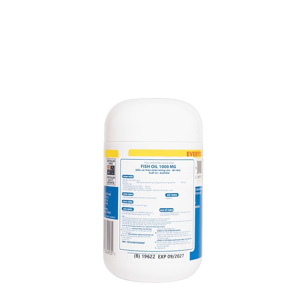 Nature's Way Dầu Cá Odourless OMEGA 3 1000mg 80 Viên - Hỗ Trợ Mắt, Tốt Cho Tim Mạch