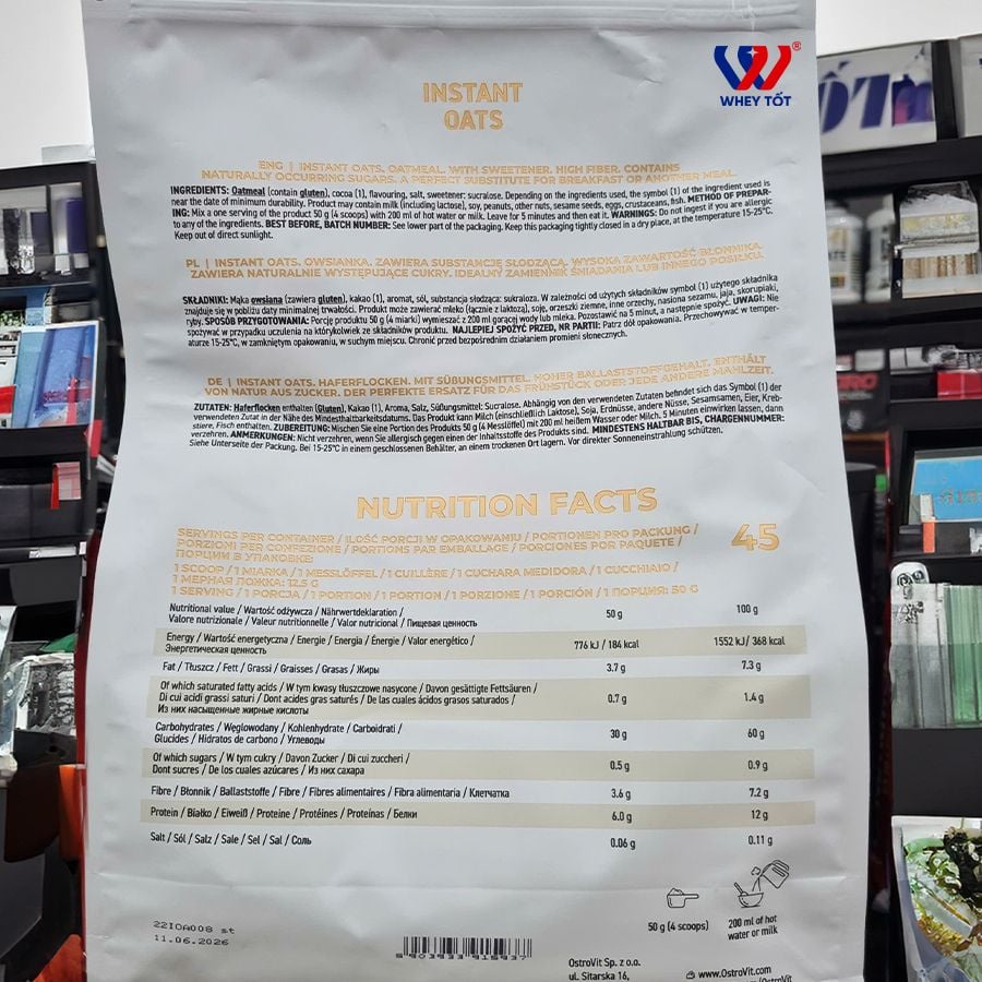 OstroVit Instant Oat Flakes 100 Lần Dùng | Bột Yến Mạch Uống Liền