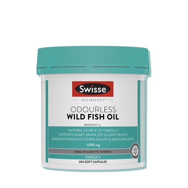 Swisse Fish Oil 1000 mg 200 viên | Odourless, không mùi tanh
