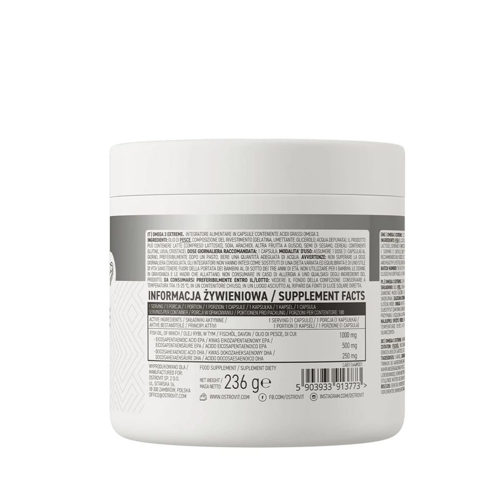 Ostrovit Dầu Cá Omega 3 Extreme 180 Viên - EPA/DHA Hàm Lượng Cao