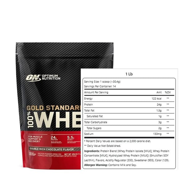 Optimum Nutrition Gold Standard 100% Whey 454g | Nhỏ Gọn Tiện Lợi