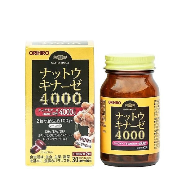 Orihiro Thực Phẩm Bảo Vệ Sức Khoẻ Nattokinase 4000FU Hỗ Trợ Giảm Nguy Cơ Huyết Khối (60 viên)
