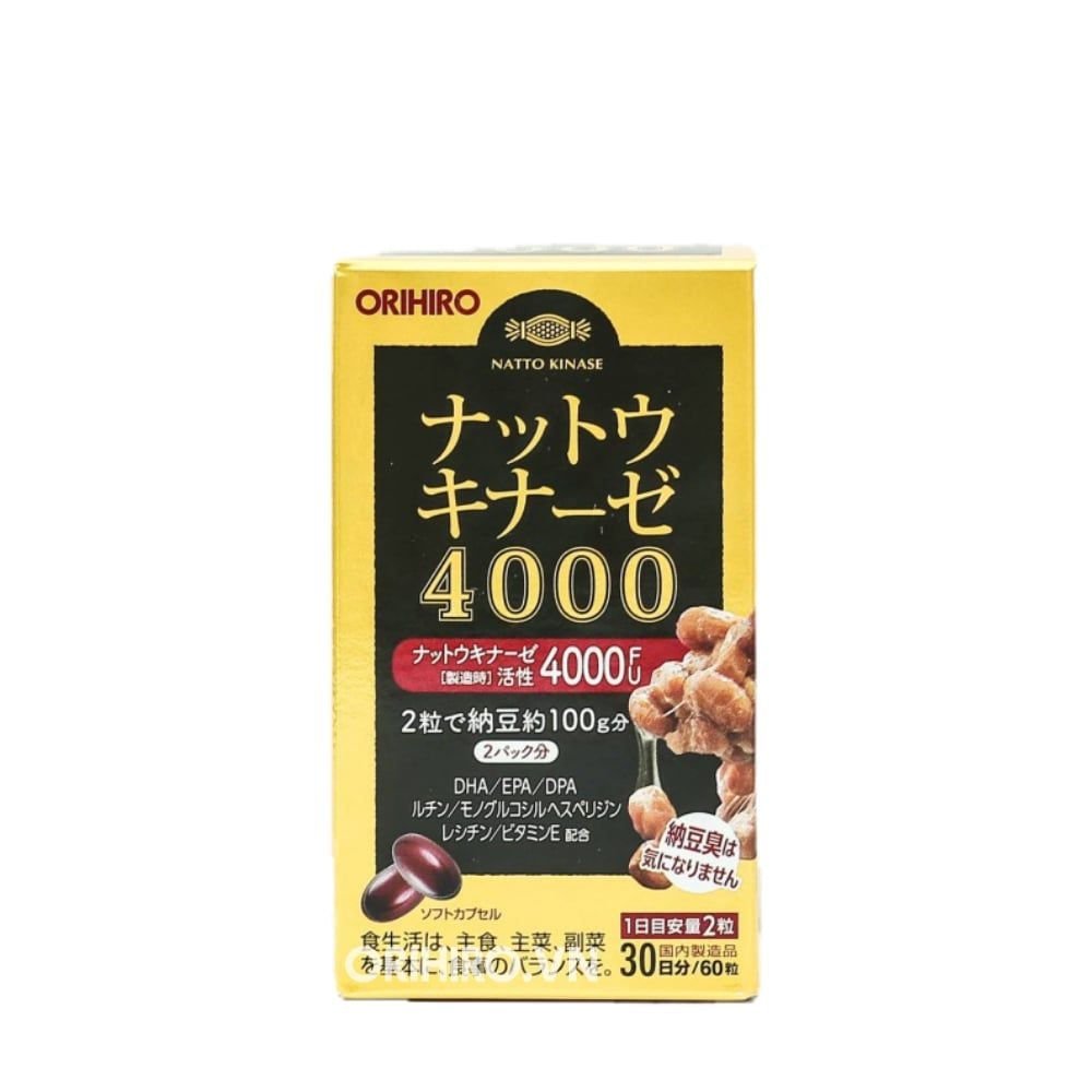 Orihiro Thực Phẩm Bảo Vệ Sức Khoẻ Nattokinase 4000FU Hỗ Trợ Giảm Nguy Cơ Huyết Khối (60 viên)