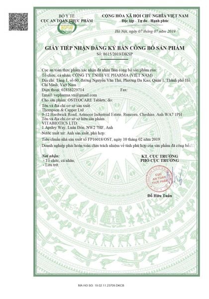 Vitabiotics Viên Uống Osteocare - Bổ sung Canxi, Magie, Kẽm và Vitamin D | Hộp 30 viên