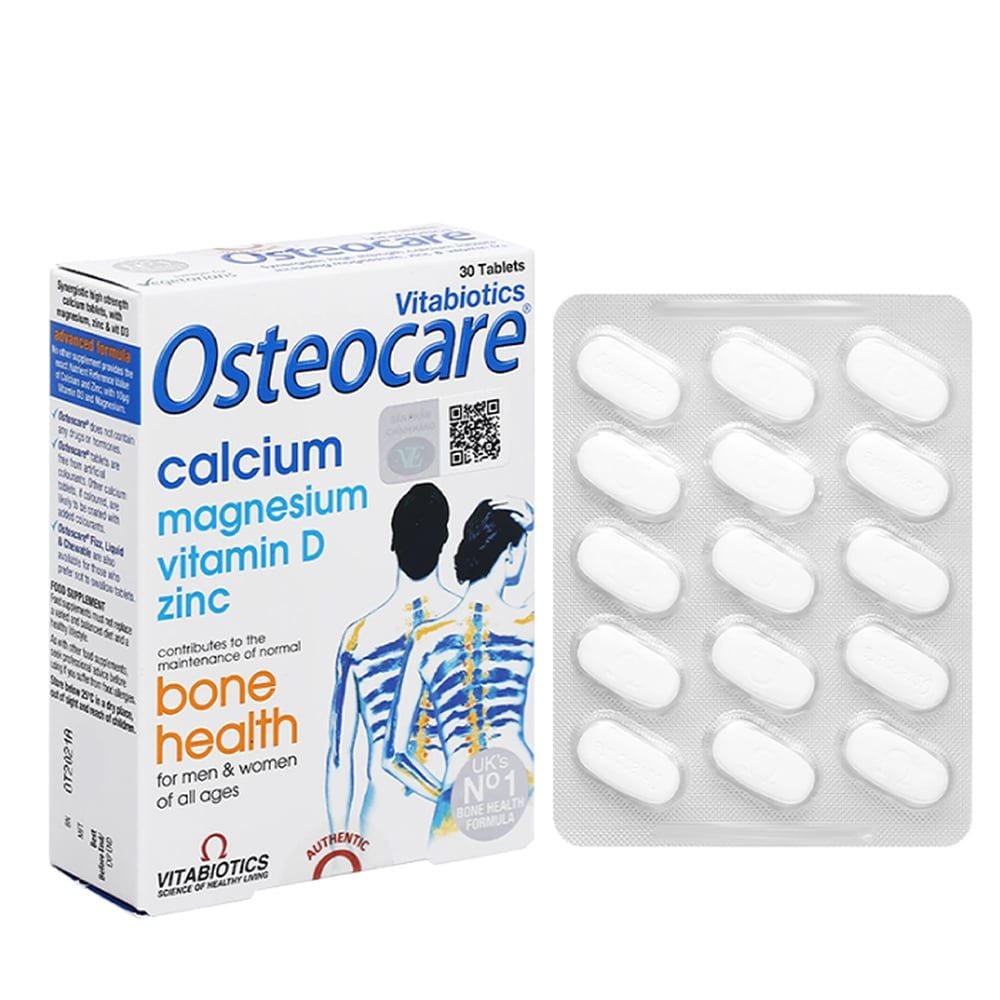 Vitabiotics Viên Uống Osteocare - Bổ sung Canxi, Magie, Kẽm và Vitamin D | Hộp 30 viên