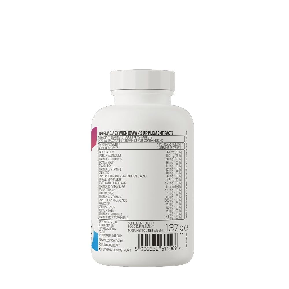 Ostrovit Vitamin Tổng Hợp Vit&Min 100% | Tổng hợp 20 Vitamin Và Khoáng Chất |  90 Viên