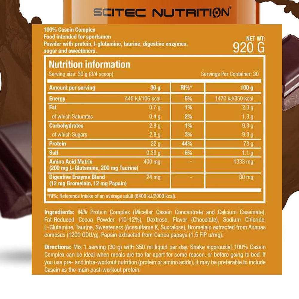 Scitec Nutrition 100% Casein Complex - Tăng Cơ Ban Đêm 920g (30 servings)