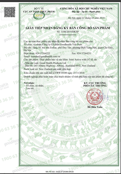 Goodhealth Viên Uống Phục Hồi Sụn Khớp Joint Active With UC II 30 Lần Dùng