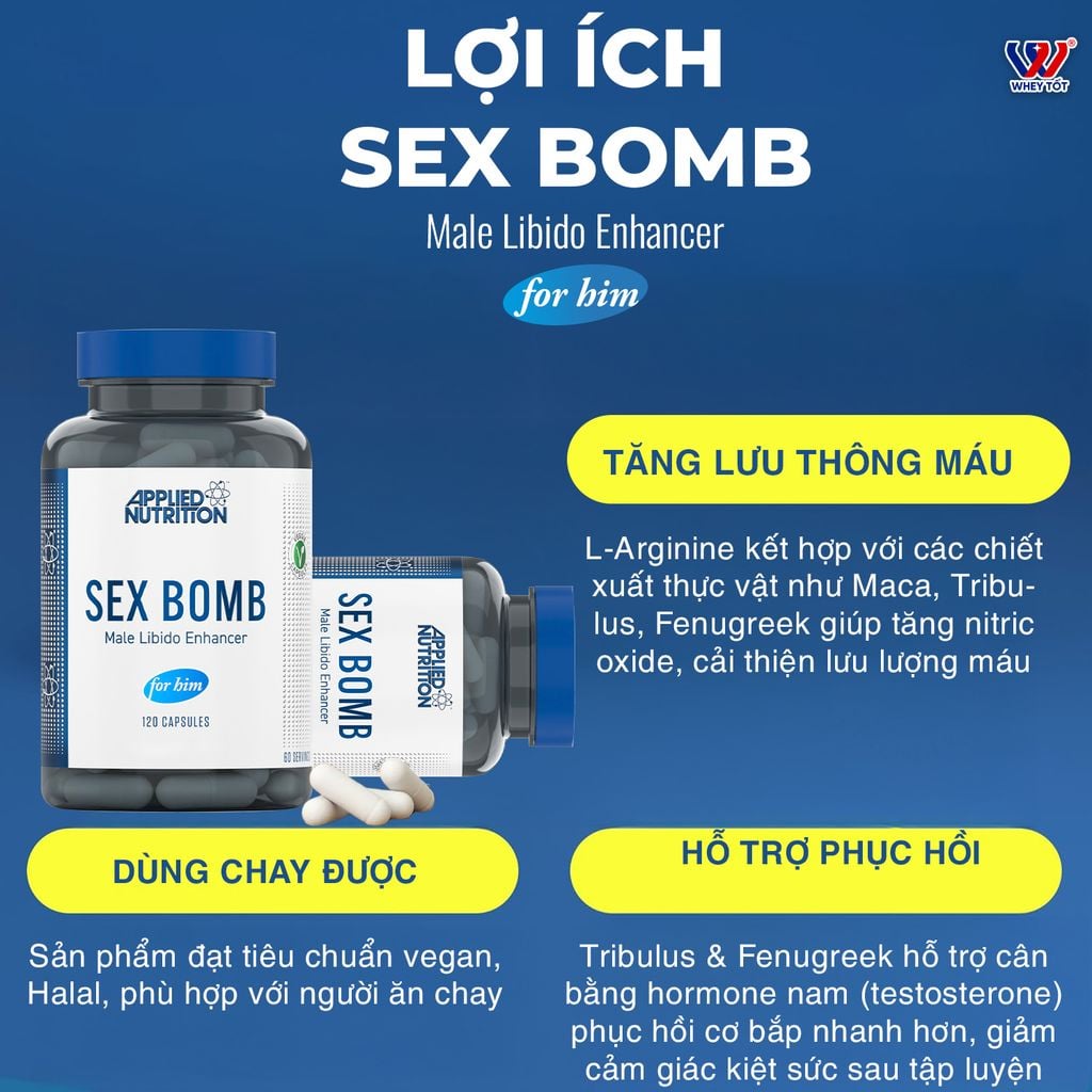Applied Nutrition Sex Bomb For Him 120 Viên (60 Servings)