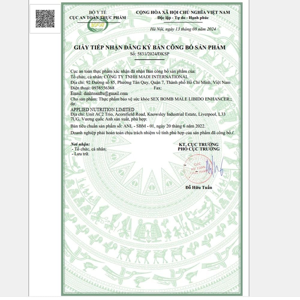 Applied Nutrition Sex Bomb For Him 120 Viên (60 Servings)