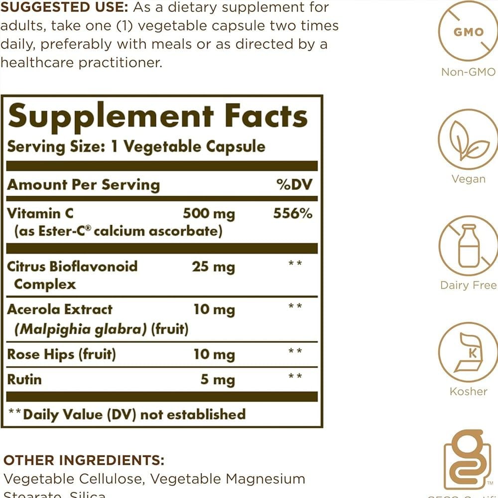 Solgar Ester-C Plus 500 mg Vitamin C | Viên Uống Bổ Sung Vitamin C 50 viên