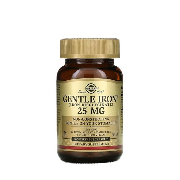 Solgar Gentle Iron 25mg Viên Uống Bổ Sung Sắt 90 Viên Giúp Tăng Cường Tế Bào Hồng Cầu, Bổ Máu