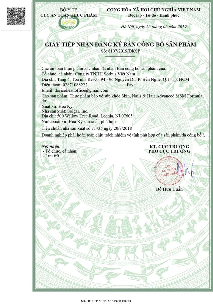 Solgar Viên uống Hair Skin Nails Hỗ Trợ Dưỡng Tóc Da, Móng 60 viên