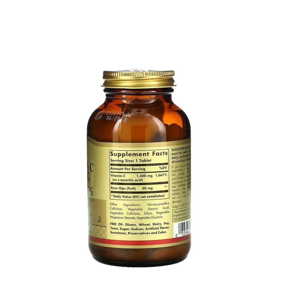 Solgar Viên Uống Vitamin C 500mg with Rose Hips (Quả Tầm Xuân)Tăng Cường Thêm Đề Kháng | 100 Viên