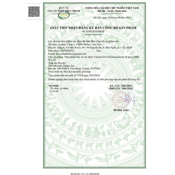 Solgar Vitamin D3 (Cholecalciferol) 25 mcg (1000 IU) Hỗ Trợ Tăng Cường Hấp Thu Canxi (Chai 90 viên)