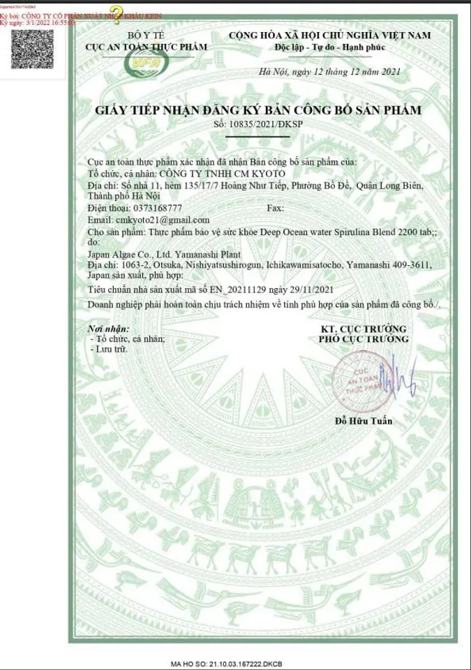 Tảo xoắn Spirulina Algae Nhật Bản 2200 viên | Duy Trì Vẻ Trẻ Trung Và Cơ Thể Dẻo Dai