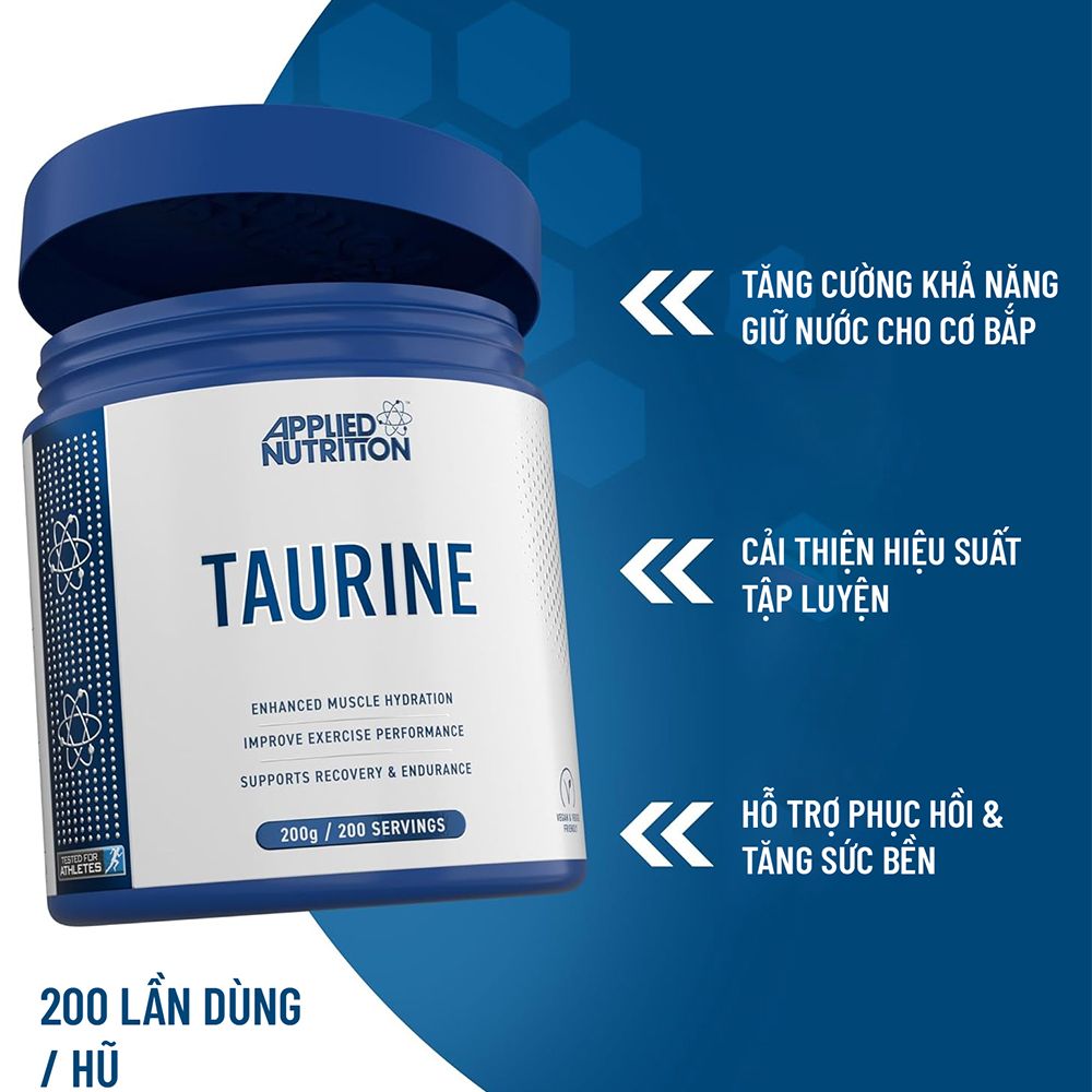 Applied Nutrition Taurine Powder 200g |  Hỗ Trợ Sức Bền