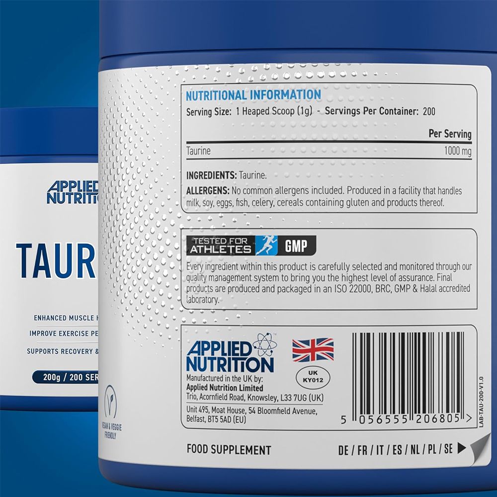 Applied Nutrition Taurine Powder 200g |  Hỗ Trợ Sức Bền