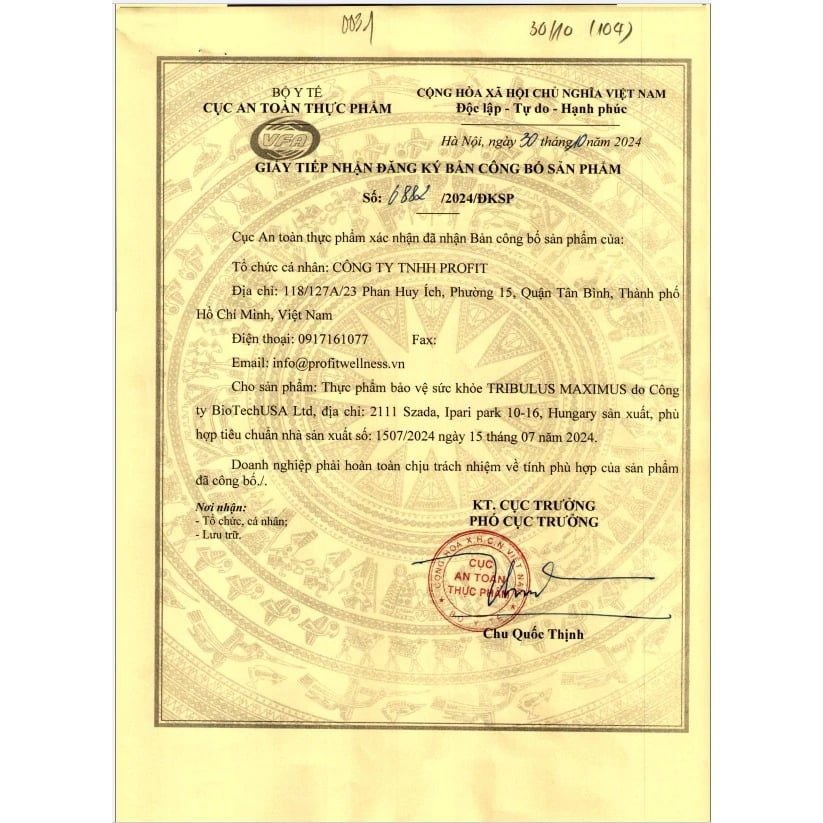 BioTech USA Tribulus Maximus 1500mg | Chiết xuất nguyên liệu tự nhiên