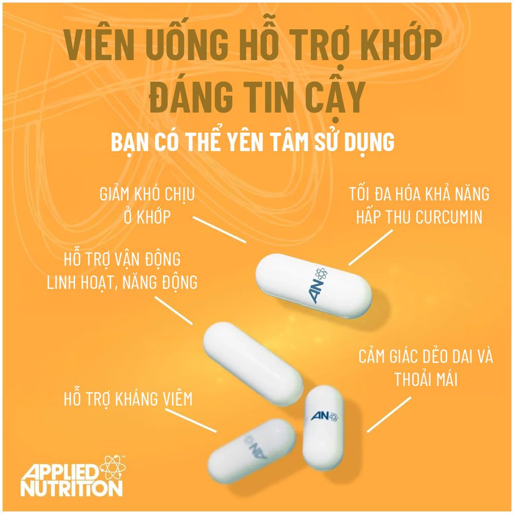 Applied Nutrition Viên Uống Chiết Xuất Nghệ Hỗ Trợ Giảm Viêm Solutions TUMERIC 800MG 30 Lần Dùng