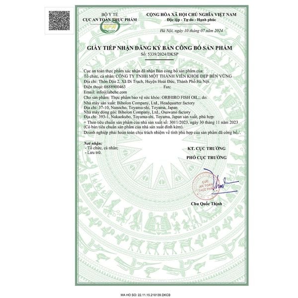 Orihiro Viên Dầu Cá Omega 3 Bổ Não - Thị Lực Fish Oil 180 Viên