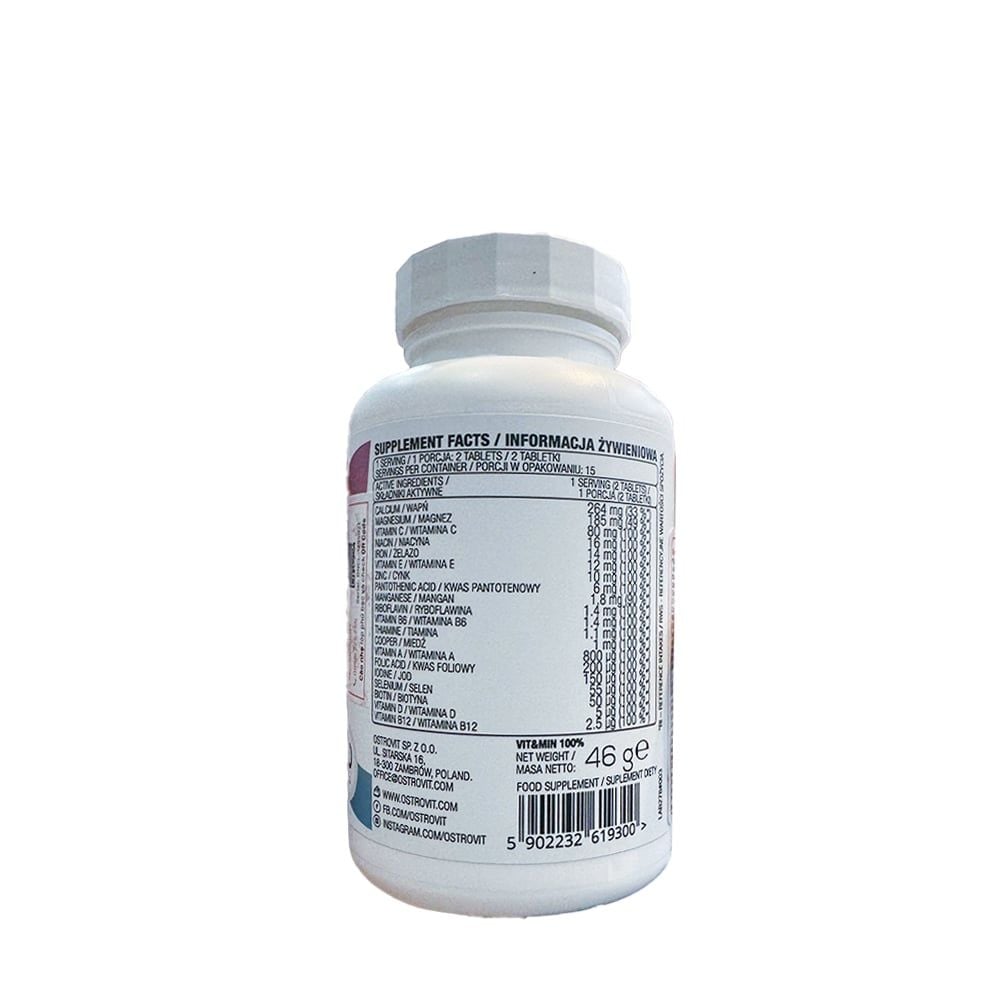 Ostrovit Vitamin Tổng Hợp Vit&Min 100% | Tổng hợp 20 Vitamin Và Khoáng Chất | 30 Viên