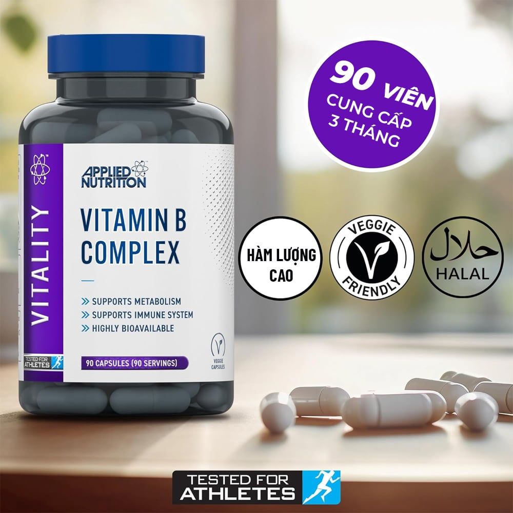 Applied Nutrition VITALITY-COMPLEX-B Bổ Sung Vitamin Nhóm B 90 Lần Dùng