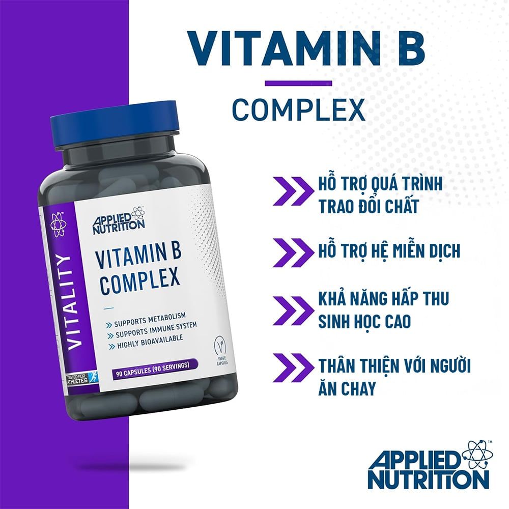 Applied Nutrition VITALITY-COMPLEX-B Bổ Sung Vitamin Nhóm B 90 Lần Dùng