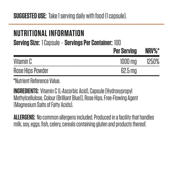 Applied Nutrition VITALITY - VITAMIN C 1000MG & ROSE HIPS 100 Lần Dùng