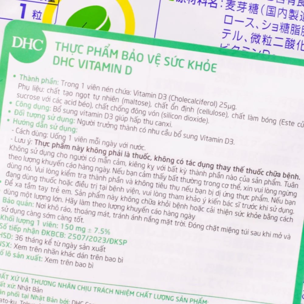 DHC Viên Uống Vitamin D Nhật Bản | Bổ Sung Vitamin D3 Giúp Hấp Thu Canxi