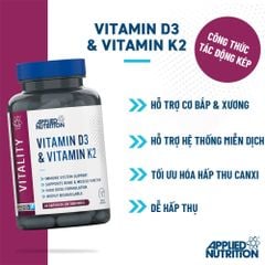 Applied Nutrition VITALITY  VITAMIN D3 + K2 | Hỗ Trợ Xương Khớp 60 Lần Dùng
