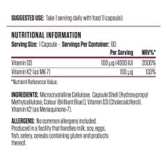 Applied Nutrition VITALITY  VITAMIN D3 + K2 | Hỗ Trợ Xương Khớp 60 Lần Dùng