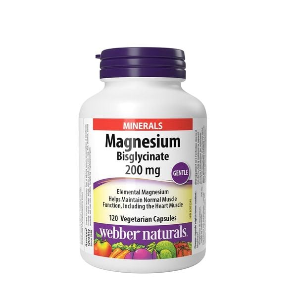 Webber Naturals Magnesium Bisglycinate 200mg | Giảm Căng Cơ Chuột Rút | Ít Gây Khó Chịu Dạ Dày - 120 Viên
