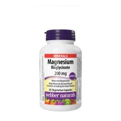Webber Naturals Magnesium Bisglycinate 200mg 60 Viên, Giảm Căng Cơ Chuột Rút, Ít Gây Khó Chịu Dạ Dày