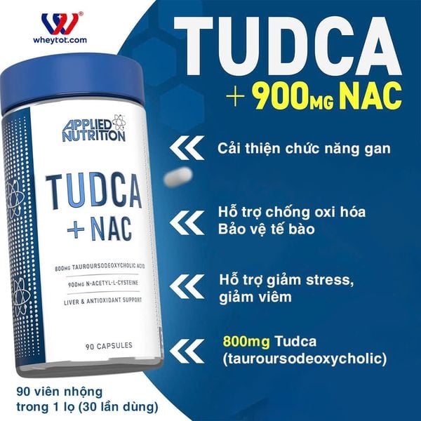 Bảo vệ gan Applied Nutrition TUDCA NAC | Bộ Y Tế cấp phép