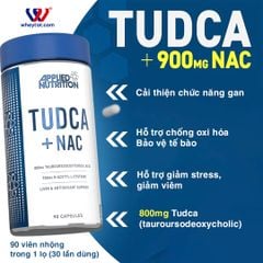 Hỗ Trợ Chức Năng Gan Applied Nutrition TUDCA + NAC 90 Viên (30 Servings)