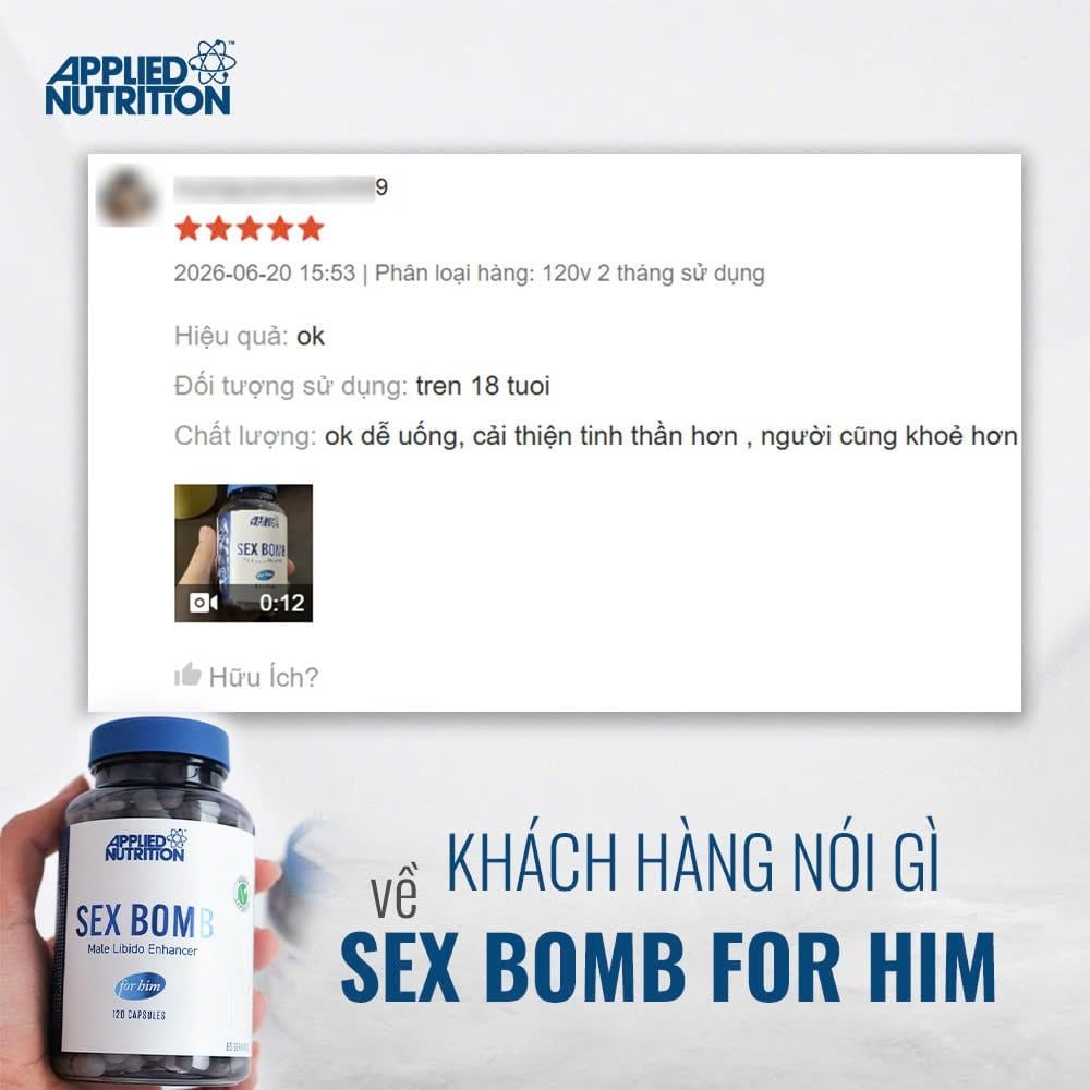 Viên uống hỗ trợ sức khỏe nam giới Applied Nutrition Sex Bomb For Him 120 Viên (60 Servings) BBE: 02/2027