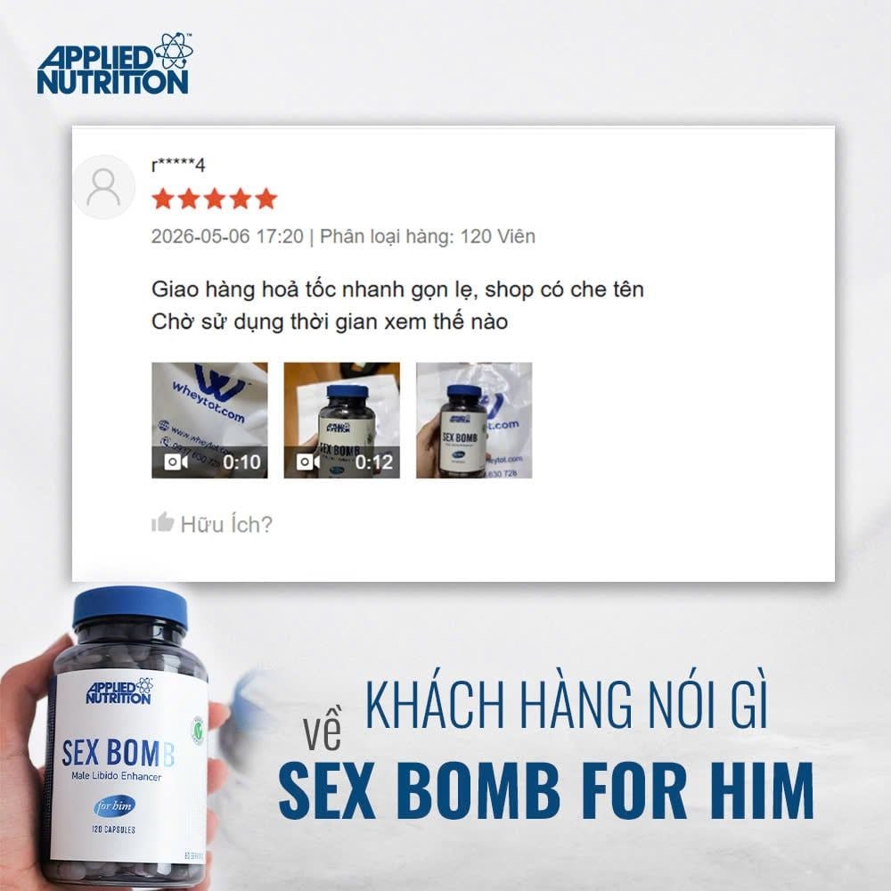 Viên uống hỗ trợ sức khỏe nam giới Applied Nutrition Sex Bomb For Him 120 Viên (60 Servings) BBE: 02/2027