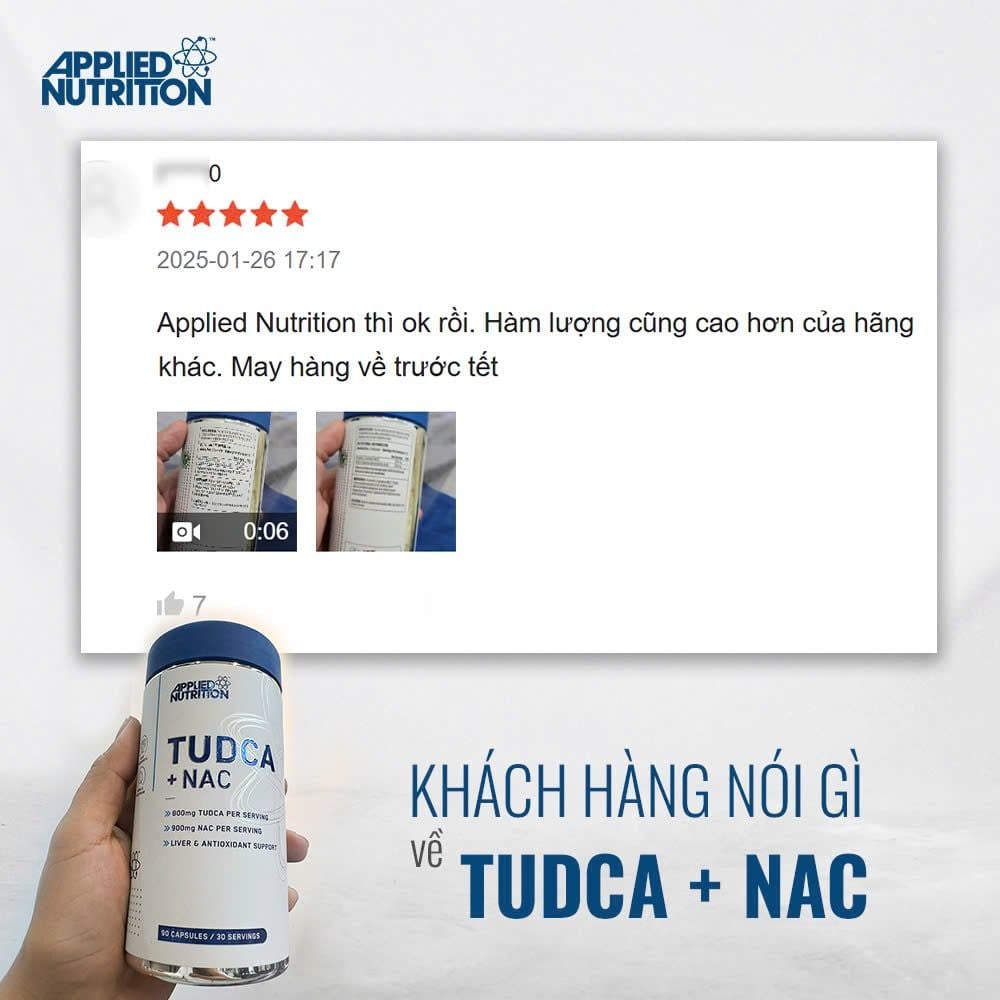 Hỗ Trợ Chức Năng Gan Applied Nutrition TUDCA + NAC 90 Viên (30 Servings)