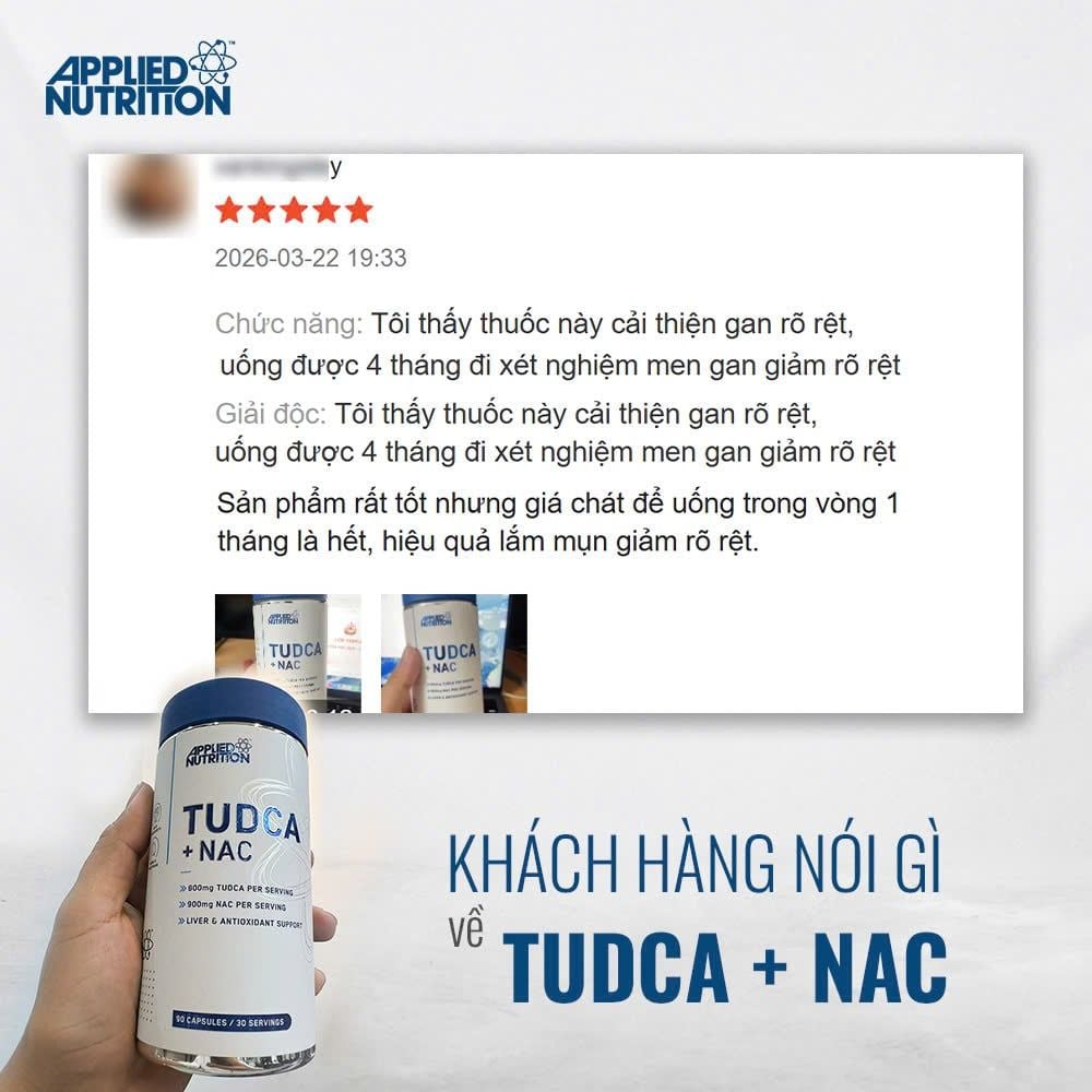 Hỗ Trợ Chức Năng Gan Applied Nutrition TUDCA + NAC 90 Viên (30 Servings)