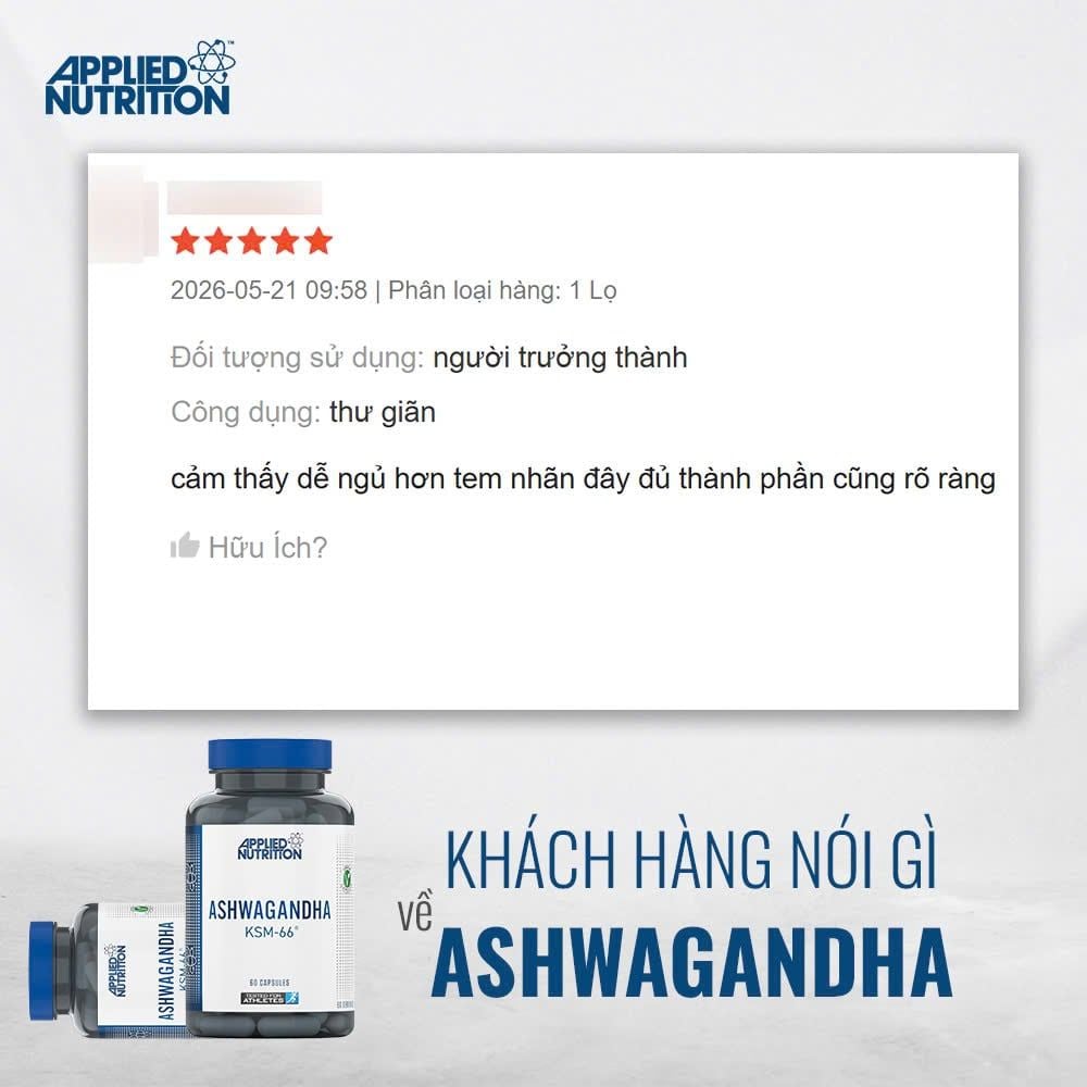Applied Nutrition Ashwagandha KSM-66 300mg 60 Viên (60 Servings)