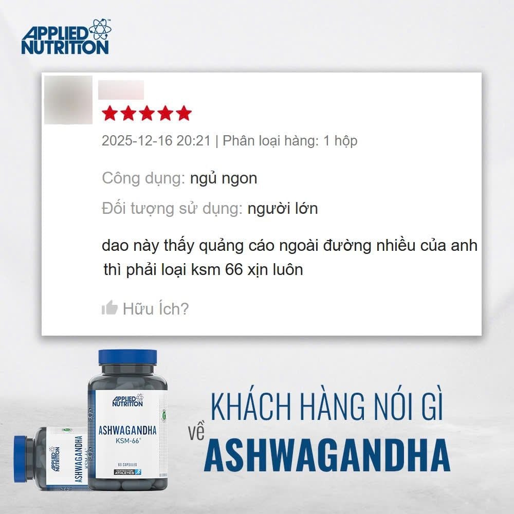 Applied Nutrition Ashwagandha KSM-66 300mg 60 Viên (60 Servings)