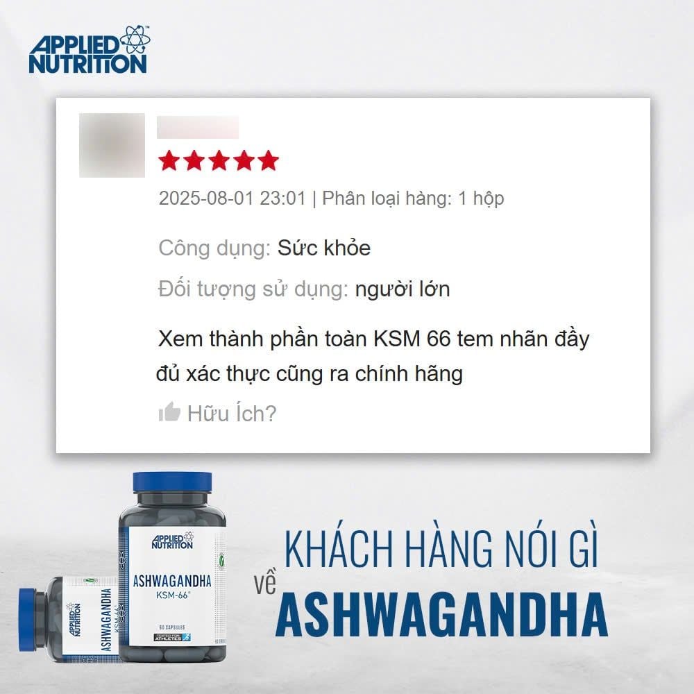 Applied Nutrition Ashwagandha KSM-66 300mg 60 Viên (60 Servings)