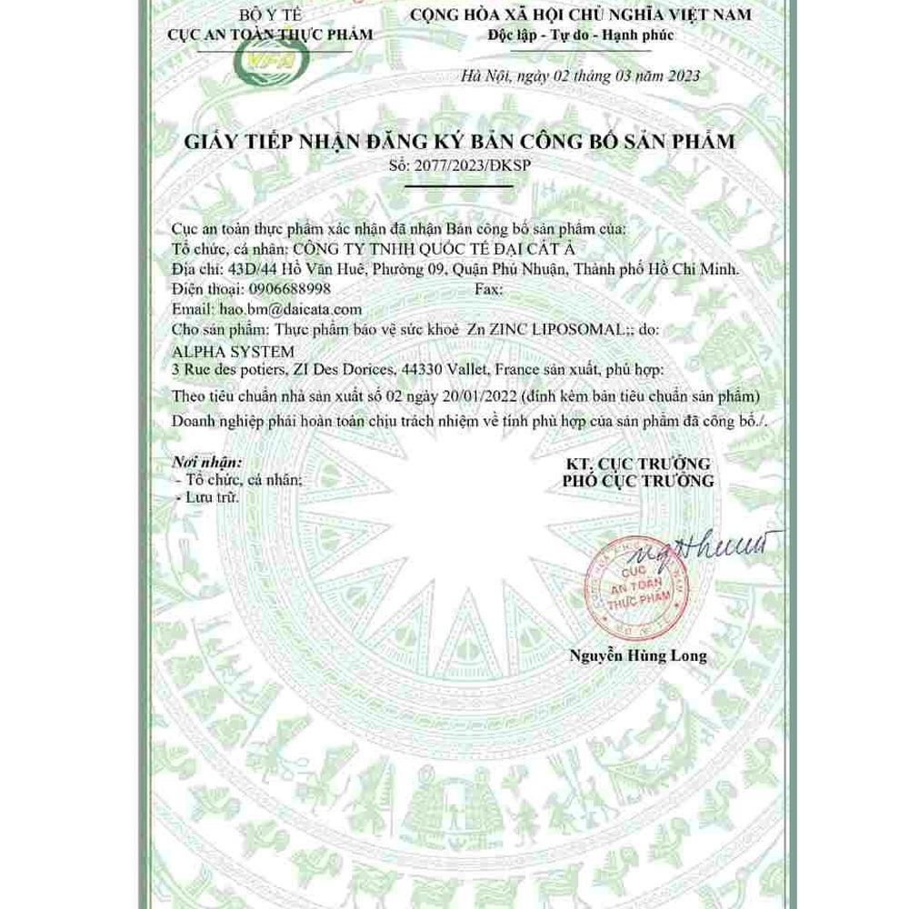 Biocyte Zn Zinc Liposomal | Bổ Sung Kẽm, Chính Hãng Pháp