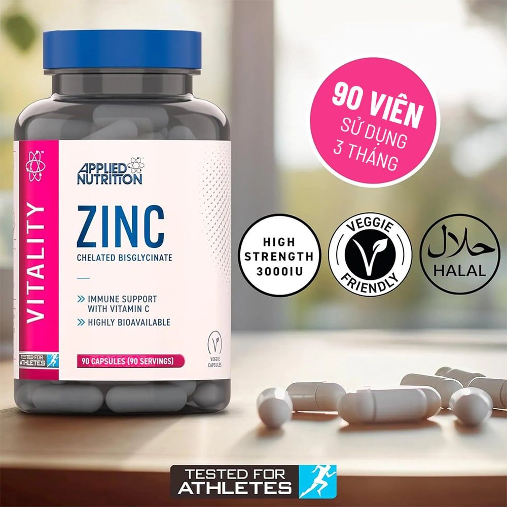 Viên Uống Bổ Sung Kẽm Applied Nutrition VITALITY ZINC 90 Lần Dùng