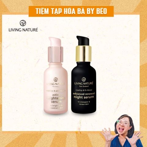 Bộ Đôi Serum Dưỡng Sáng Da Living Nature: Active Brightening Serum & Renewal Night Serum