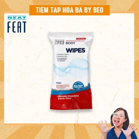 Khăn Lau Kiểm Soát Mồ Hôi Giảm Mùi Cơ Thể Neat 3B Antiperspirant Body Wipes Gói 30 Khăn
