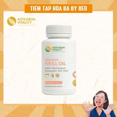 Viên Uống Dầu Nhuyễn Thể Giảm Sương Mù Não, Bảo Vệ Tim Mạch & Xương Khớp Premium Krill Oil Aotearoa Vitality (60 Viên)