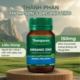 Viên Uống Kẽm Hữu Cơ Thompson’s Organic Zinc - 80 Viên